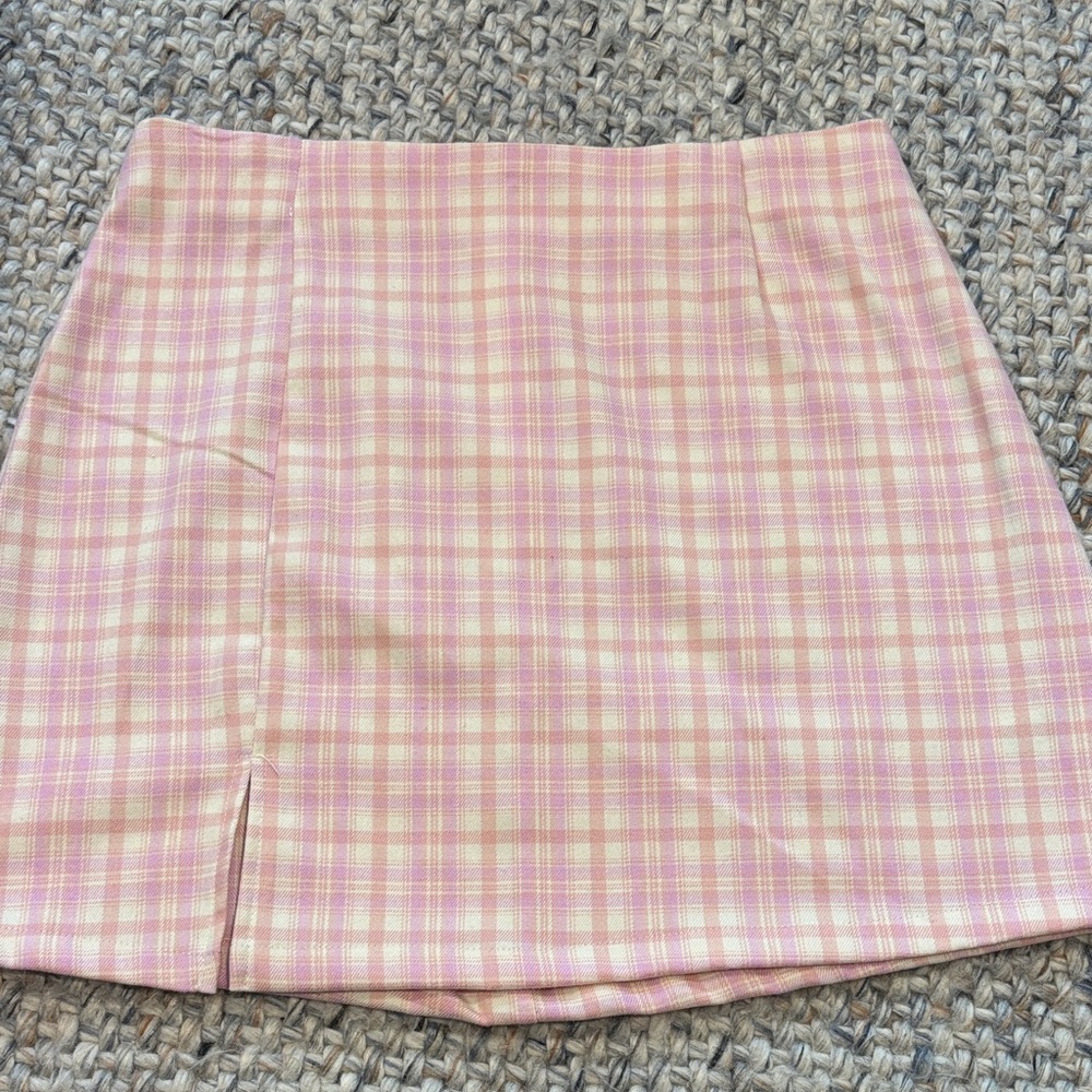 Art Class Pink and Cream Plaid A-Line Skirt